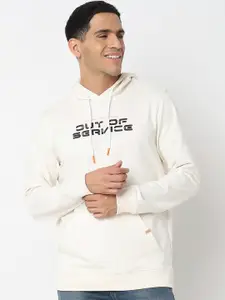 SPYKAR Typography Printed Hooded Neck Long Sleeves Cotton Pullover Sweatshirt