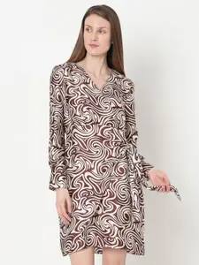 Vero Moda Abstract Print Bishop Sleeve Sheath Dress