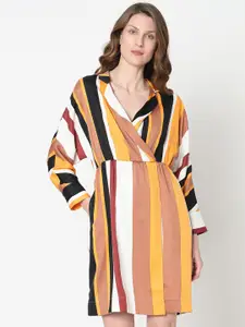 Vero Moda Colourblocked Striped Batwing Sleeve A-Line Dress