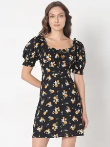 Vero Moda Floral Print Puff Sleeve Fit & Flare Mini Dress