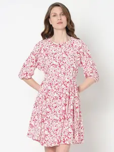 Vero Moda Floral Print Bishop Sleeve A-Line Mini Dress