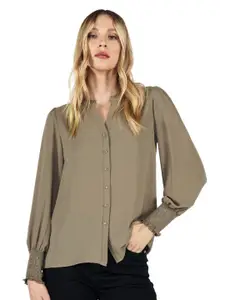COVER STORY Women Olive Green Printed Casual Shirt