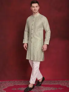 Jompers Embroidered Regular Sequinned Kurta with Pyjamas