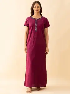Maybell Pink Embroidered Short Sleeves Nightdress