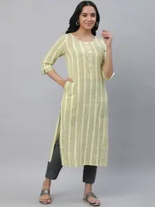 AURELIA Striped Dyed Round Neck Straight Kurta