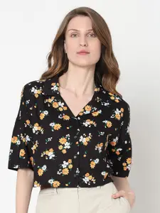 Vero Moda Women Black Boxy Floral Opaque Printed Casual Shirt