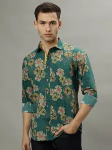 Iconic Regular Fit Floral Printed Spread Collar Full Sleeves Cotton Casual Shirt