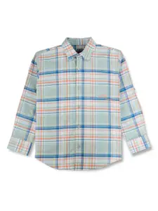Gini and Jony Boys Tartan Checks Spread Collar Cotton Casual Shirt