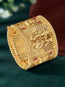 Peora American Diamond Gold-Plated Kada Bracelet