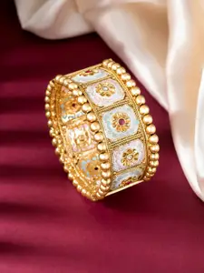 Peora Women Gold-Toned American Diamond Gold-Plated Kada Bracelet
