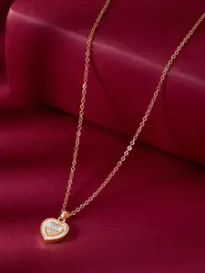 Peora Rose Gold Plated CZ Studded  Pendant With Chain