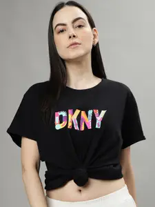 DKNY Typography Printed Pure Cotton T-shirt