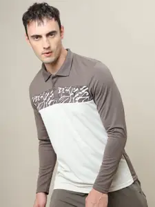 Technosport Men Colourblocked Polo Collar Antimicrobial Slim Fit T-shirt