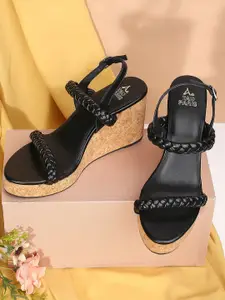Tao Paris Black PU Wedge Sandals