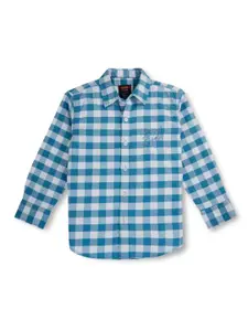 Palm Tree Boys Regular Fit Checked Cotton Opaque Casual Shirt
