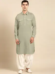 TheEthnic.Co Shirt Collar Pure Cotton Kurta with Salwar