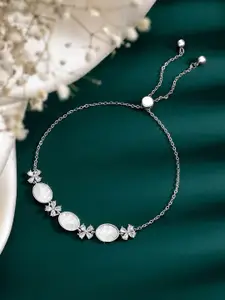 Peora Women Silver-Plated Cubic Zirconia Studded Charm Bracelet