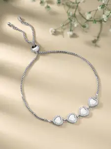 Peora Cubic Zirconia Silver-Plated Charm Bracelet