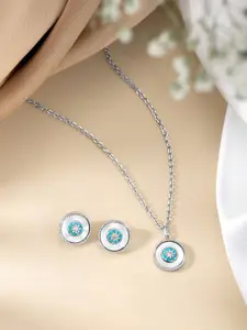Peora Silver-Plated Evil Eye Pendant Jewellery Set