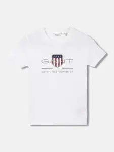 GANT Boys Typography Printed Pure Cotton T-shirt