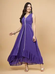 RAASSIO Blue Layered Fit & Flare Maxi Dress