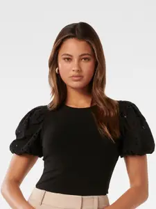 Forever New Black Puff Sleeve Top