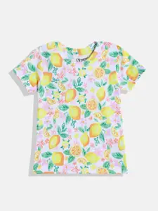 Eteenz Girls Mangoes Printed Premium Cotton Round-Neck T-shirt
