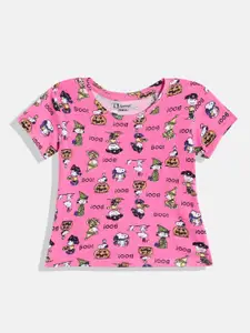Eteenz Girls Peanuts Printed Premium Cotton Round-Neck T-shirt