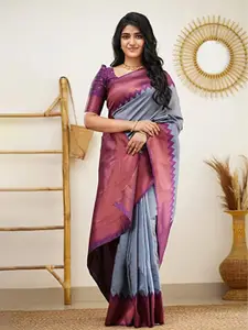 DIVASTRI Zari Woven Design Pure Silk Kanjeevaram Saree