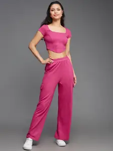 Miss Chase Round Neck Crop Top With Trouser