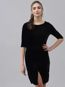 VAARARO Black Velvet Bodycon Dress