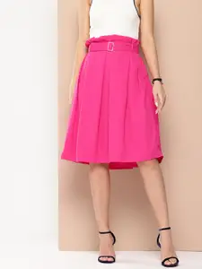 Chemistry Pleated A-Line Skirt with Belt
