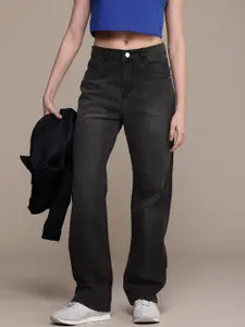 The Roadster Life Co. Women Straight Fit High-Rise Light Fade Stretchable Jeans