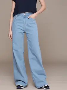 The Roadster Life Co. Women Wide Leg High-Rise Stretchable Jeans