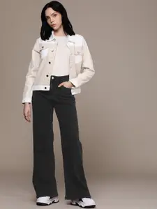 The Roadster Life Co. Women Wide Leg High-Rise Light Fade Stretchable Jeans