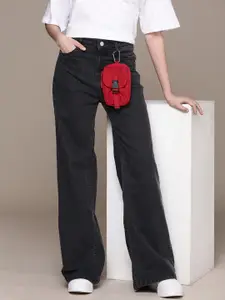 The Roadster Life Co. Women Wide Leg High-Rise Light Fade Stretchable Jeans