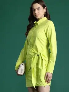 DressBerry Pure Cotton Wrap Tie-Up Shirt Mini Dress