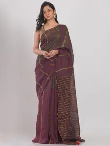 Angoshobha Woven Design Pure Linen Handloom Saree