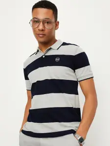 max Striped Polo Collar Short Sleeves T-shirt