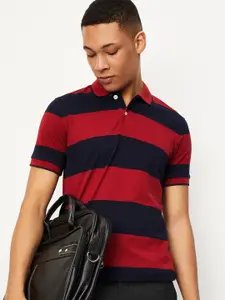 max Striped Polo Collar Short Sleeves T-shirt