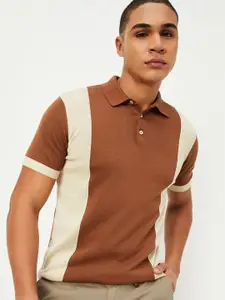 max Colourblocked Polo Collar Short Sleeves Pure Cotton T-shirt