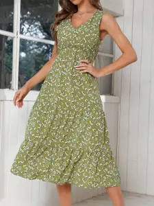StyleCast Floral Print A-Line Flared Midi Dress