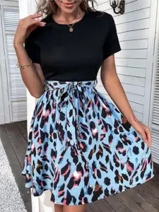 StyleCast Animal Printed Fit and Flare Knee Length Dress