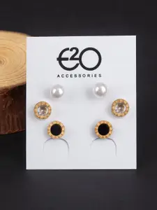 E2O Set Of 3 Gold-Plated Studs Earrings
