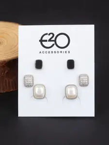 E2O Silver-Toned Studs Earrings