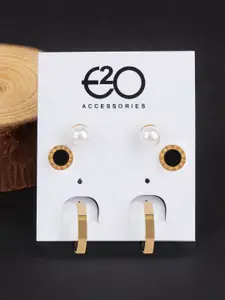 E2O Set Of 3 Gold-Plated Studs Earrings