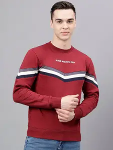 Richlook Men Maroon Colourblocked Sweatshirt