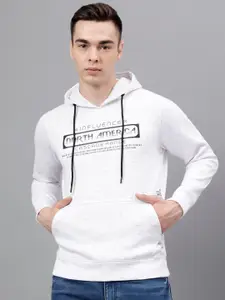 Richlook Men Off White Printed Hooded Sweatshirt