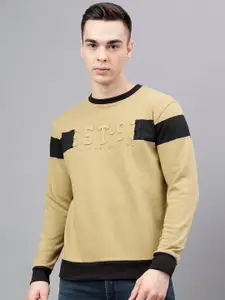 Richlook Men Khaki Colourblocked Sweatshirt
