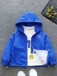 INCLUD Boys Typography Printed Hooded Lightweight Sporty Jacket